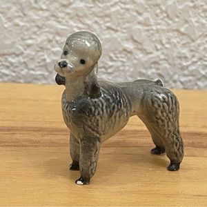 Vintage Porcelain Gray Poodle Miniature 1 1/2” Figurine